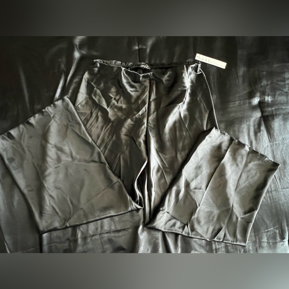 Black silk wide pants